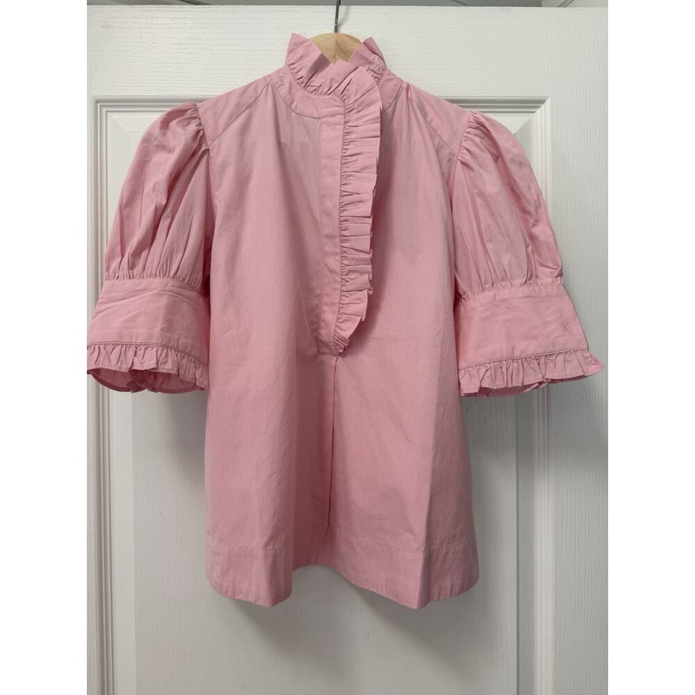 NavyBleu $186 NWOT Westport Top Puff Sleeve Ruffle Blouse Women’s S Cottagecore